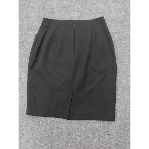 Saks 5th Avenue Wool Skirt Womens 6 Black Pencil Pockets Lined Career Back Zip - Picture 2 of 9